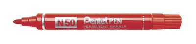 Pentel N50 Permanent Marker, Rød, Spids 4.3 mm