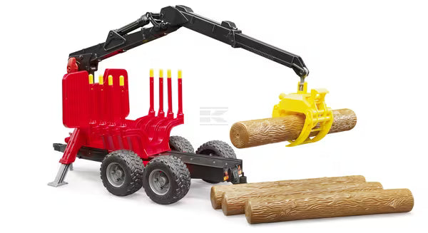 Bruder Skovbrugstrailer, 4 stammer med kran