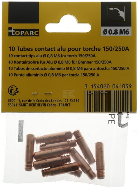 Tråddyse 250 A 0,8 mm til MIG/MAG-svejsning (10 stk.)