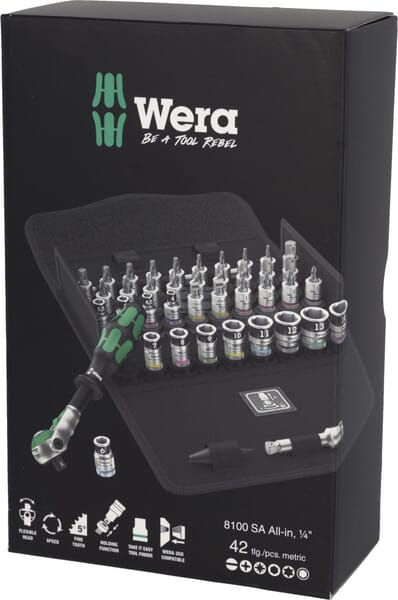 Wera Toppesæt 1/4" 8100 SA All-in med skralde