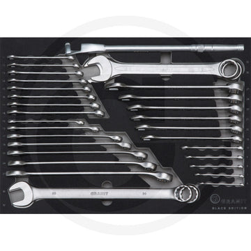 R/g nøgle xl, indlægs-sæt
31 dele, metrisk Granit black edition