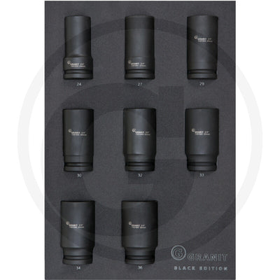 Indlæg-sæt sæt 3/4" krafttopper
8 dele, metrisk Granit black edition