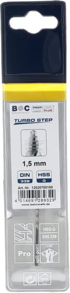 Bohrcraft Bor 1,5 mm HSS DIN 338-G TURBO STEP
