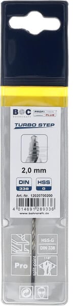 Bohrcraft Bor 2,0 mm HSS-DIN 338-G TURBO STEP