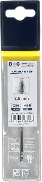 Bohrcraft Bor 2,5 mm HSS-DIN 338-G TURBO STEP