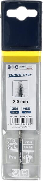Bohrcraft Bor 3,0 mm HSS-DIN 338-G TURBO STEP