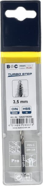 Bohrcraft Bor 3,5 mm HSS-DIN 338-G TURBO STEP