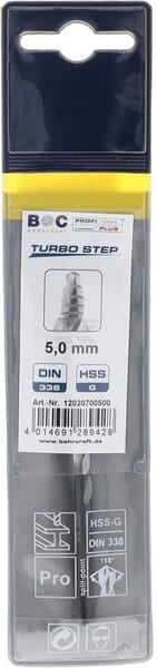 Bohrcraft Bor 5,0 mm HSS-DIN 338-G TURBO STEP