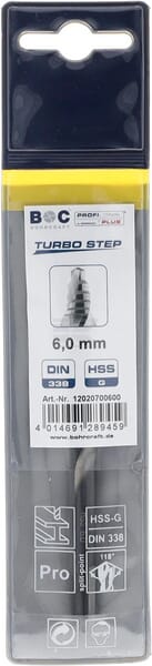 Bohrcraft Bor 6,0 mm HSS-DIN 338-G TURBO STEP