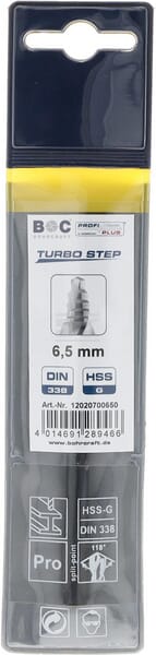 Bohrcraft Bor 6,5 mm HSS-DIN 338-G TURBO STEP