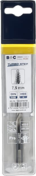 Bohrcraft Bor 7,5 mm HSS-DIN 338-G TURBO STEP