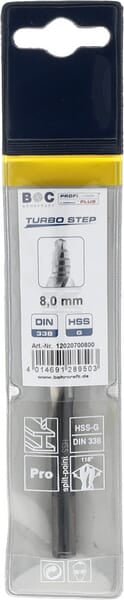 Bohrcraft Bor 8,0 mm HSS-DIN 338-G TURBO STEP