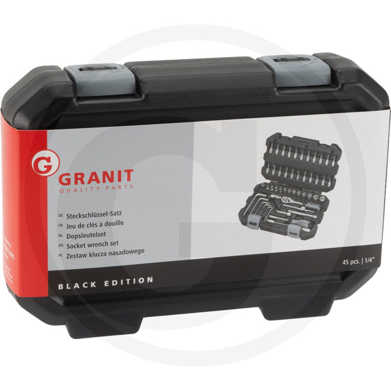 1/4" topnøgle-sæt 
50 dele, tommer Granit black edition