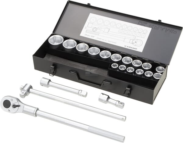 Kramp Topnøglesæt 3/4" 19-50 mm, 20 dele