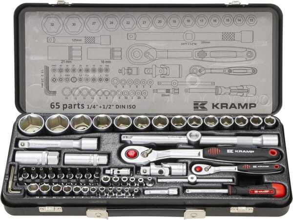 Kramp Topnøglesæt 1/4" og 1/2" med 65 dele