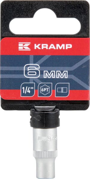 Topnøgle 1/4" 6-kant 6 mm med ophæng, 25 mm lang