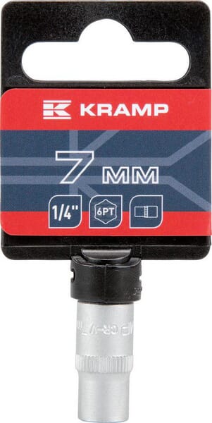 Kramp Topnøgle 1/4" 6 kt 7 mm, ophæng L 25 mm