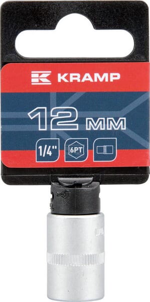Topnøgle 1/4" 6-kant 12 mm, længde 25 mm