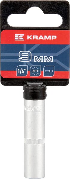 Topnøgle lang 1/4" 6-punkt 9 mm