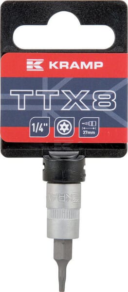 Topnøgle 1/4" Torx med hul TX 8, L 37 mm