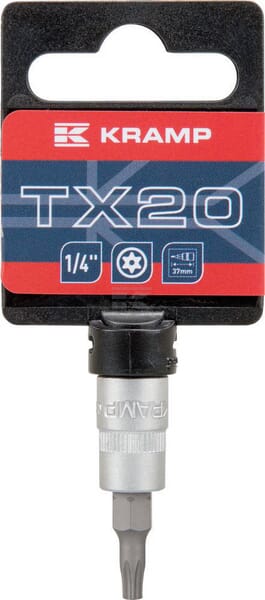 Værktøj Top 1/4" Torx med Hul TX20, L 37 mm