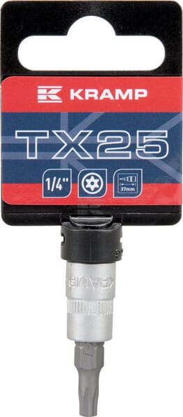 Topnøgle Torx med hul TX 25, 1/4", L 37 mm
