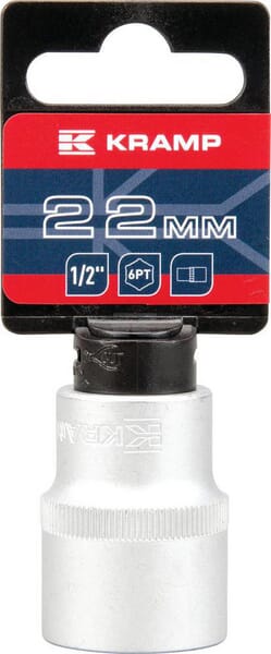 Topnøgle 1/2" 6-kant 22 mm, L 38 mm