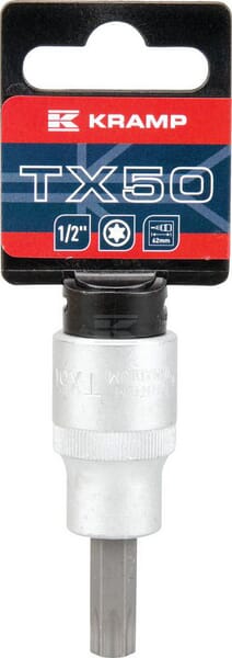 Kramp Topnøgle Torx TX 50, 1/2" med ophæng, L 62 mm
