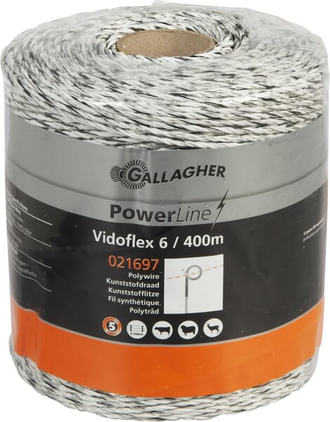 Gallagher Polytråd Ø2,5mm Vidoflex6 400m Hvid