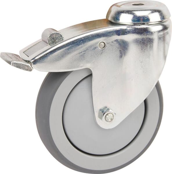 Tente drejeligt hjul Ø125x32 mm med bremse