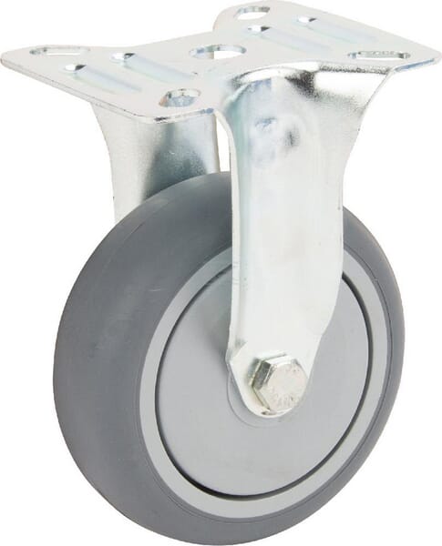 Tente Fast Hjul, Gummi Ø75mm, Pladebeslag, 75kg Belastning