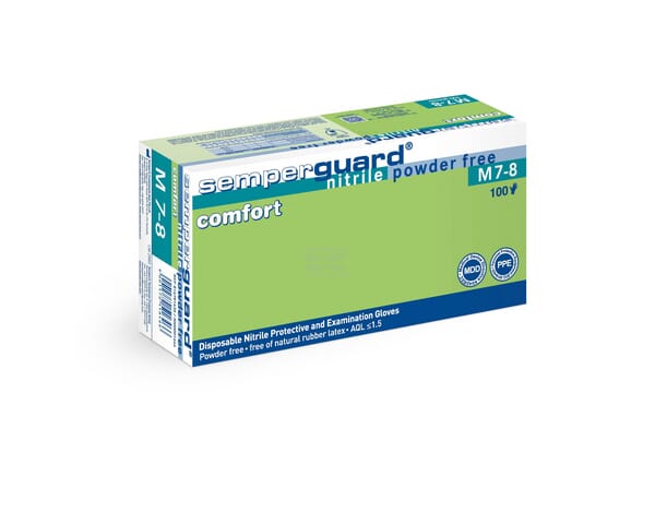 SemperGuard Comfort Nitril Engangshandske, Pudderfri, Blå, Str. S