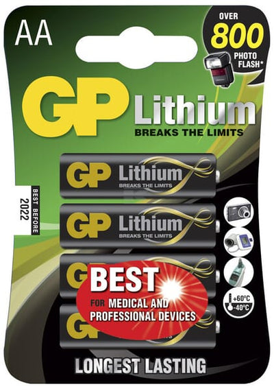 GP Lithium AA Batterier, LR6, 4 stk.