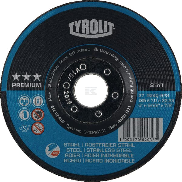 Tyrolit Slibeskive Forsat PREMIUM 125x7x22,23 A24Q-BFX