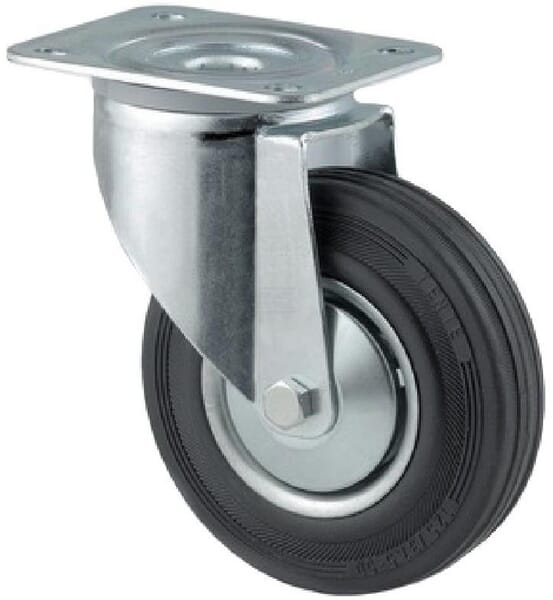 Tente Drejehjul Ø100mm, pladebeslag, 70kg belastning