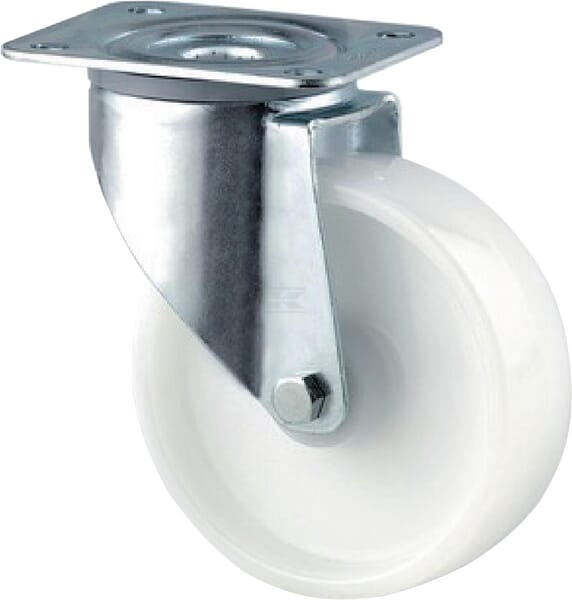 Tente Drejehjul Polyamid Ø80mm, Pladebeslag, 200kg