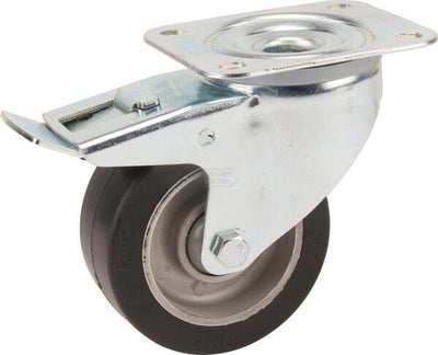 Tente Drejehjul Ø100mm med Bremse, 200kg Belastning