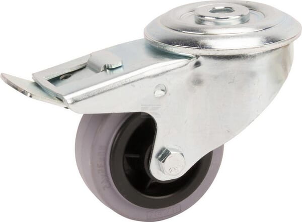 Tente drejehjul Ø80mm med bremse, 70kg belastning