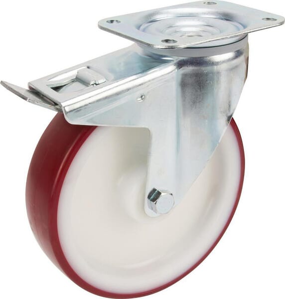 Tente Drejehjul Polyurethan Ø160mm, med bremse