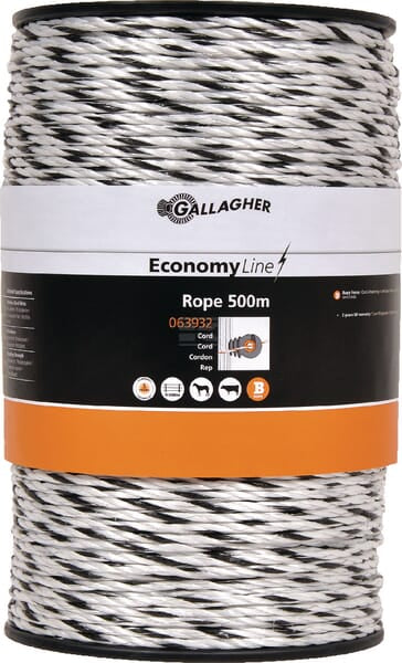Gallagher Powerline Eco Polyreb Ø5mm 500 m Hvid/Sort