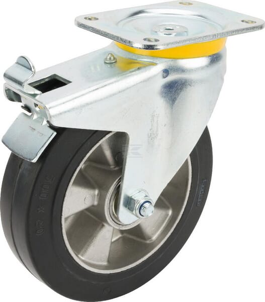 Tente drejeligt hjul Ø200 mm, med bremse, 450 kg