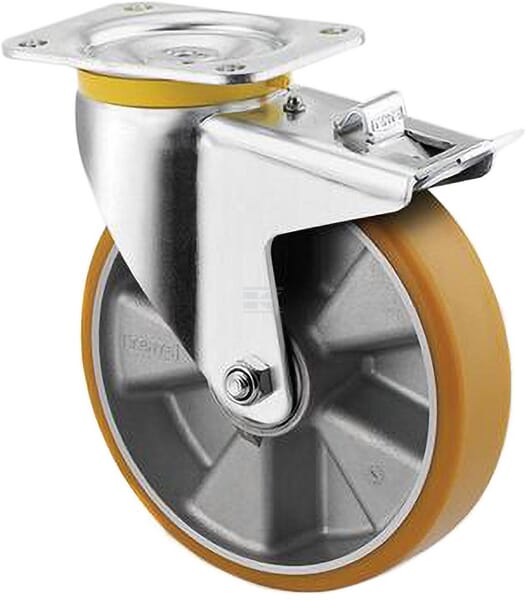 Tente Drejehjul Polyurethan Ø125mm med Bremse 500kg