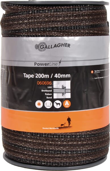 Gallagher Polybånd PowerLine 40mm, 200m Terra/Sort