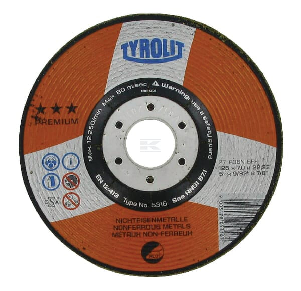 Tyrolit Premium Slibeskive, 125 x 7 mm, ikke-jernholdig