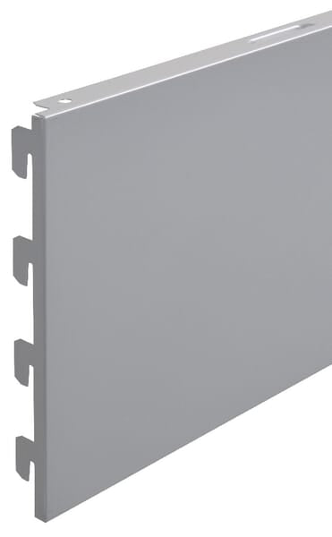 Bagpanel 20 cm, hvid/aluminium til butiksinventar