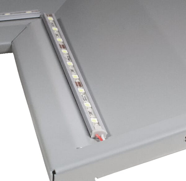 Hjørnepanel med LED, hvid/aluminium