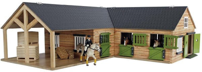 Hjørnehestestald med 3 bokse og lager 1:24 model