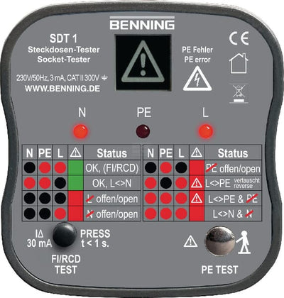 Benning Stiktestere SDT1 – Sikkerhedstester for stikkontakter
