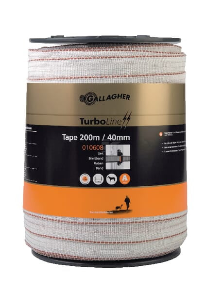 Gallagher TurboStar polybånd 40 mm 200 m Hvid