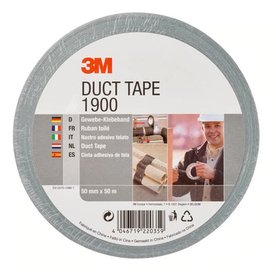 3M 1900 Economy Lærredstape, 50 mm x 50 m, Sølv